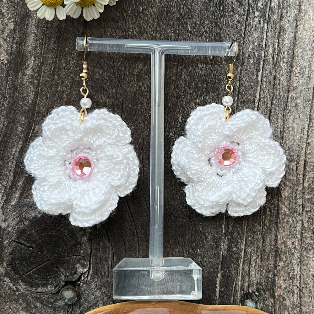 Crochet flowers earrings